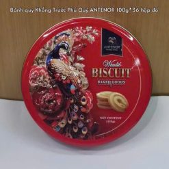 Bánh quy khổng tước hộp nhựa màu đỏ